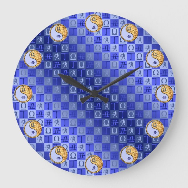 Waage & Feuer Ochse Große Wanduhr (Vorderseite)