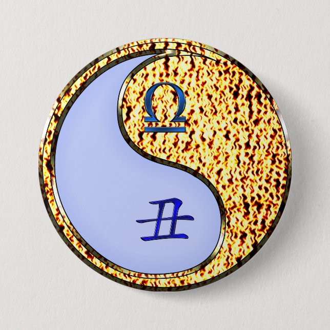 Waage & Feuerbüffel Button (Vorderseite)