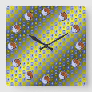 Waage & Holz Affe Quadratische Wanduhr