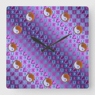 Waage & Holzschwein Quadratische Wanduhr
