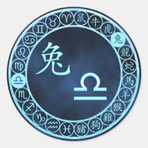 Waage/Kaninchen Runder Aufkleber