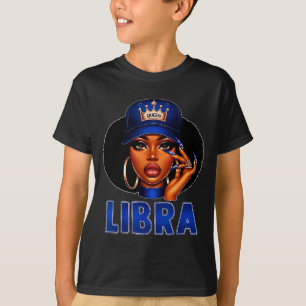Waage Königin Schwarze Frau Mit Kappe Krone Afro M T-Shirt