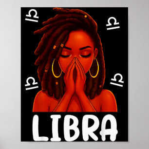 Waage Locd Schwarze Frau betet Christliches Zodiac Poster