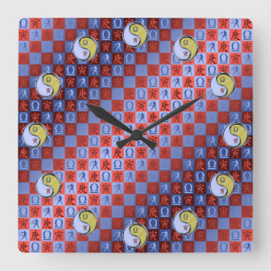 Waage & Metall-Tiger Quadratische Wanduhr