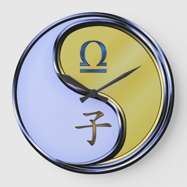 Waage & Metallratte Große Wanduhr (Vorderseite)