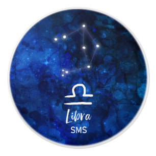 Waage-Sternbild Blaue Galaxie Monogramm Keramikknauf