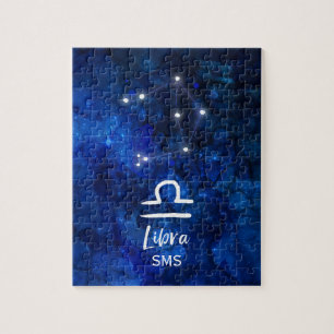 Waage-Sternbild Blaue Galaxie Monogramm Puzzle