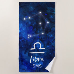 Waage-Sternbild Blaue Galaxie Monogramm Strandtuch