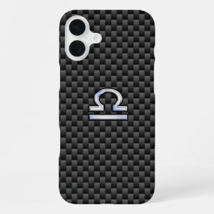 Waage-Sternzeichen auf Carbonfaser iPhone 16 Plus Hülle