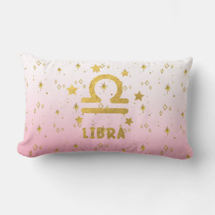 Waage-Sternzeichen Rosa und Gold Lendenkissen