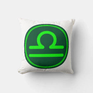 Waage-Sternzeichen-Symbol grüner Kontrast Kissen