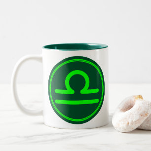 Waage-Sternzeichen-Symbol grüner Kontrast Zweifarbige Tasse