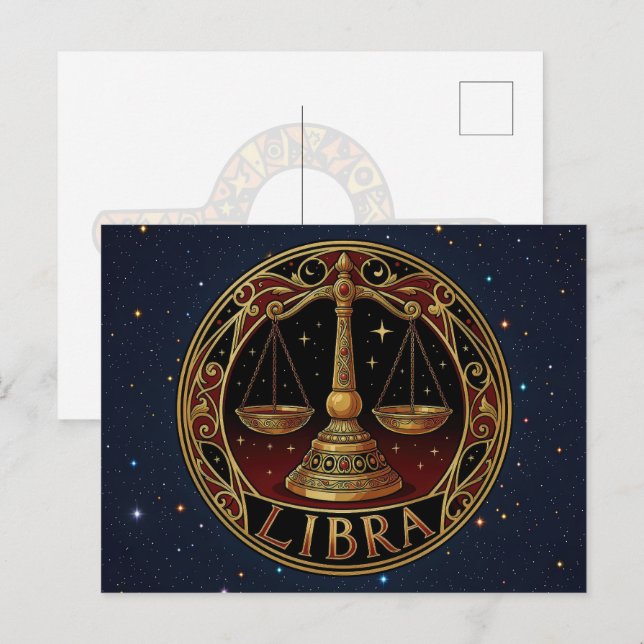 Waage Sternzeichen Symbol Postkarte (Vorne/Hinten)