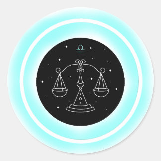 Waage-Symbol – Minimales Astrologie-Emblem Runder Aufkleber