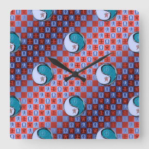 Waage & Wasser-Tiger Quadratische Wanduhr