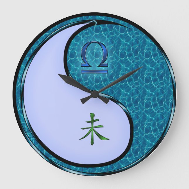 Waage & Wasser Ziege Große Wanduhr (Vorderseite)