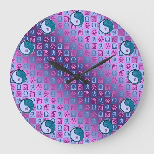 Waage & Wasserhahn Große Wanduhr (Vorderseite)