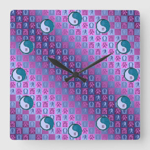 Waage & Wasserhahn Quadratische Wanduhr