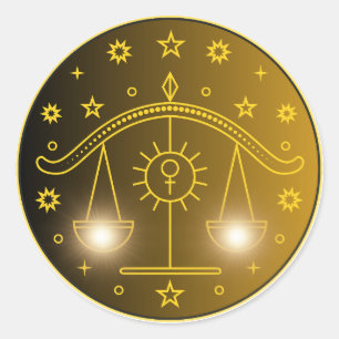 Waage-Zodiac-Emblem Minimales Himmelssymbol Runder Aufkleber