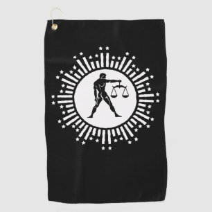 Waage-Zodiac-Symbol mit Sternen Schwarz und Weiß Golfhandtuch