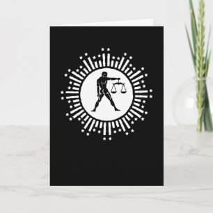 Waage-Zodiac-Symbol mit Sternen Schwarz und Weiß Karte