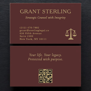 Waagen der Justiz Burgund Gold Rechtliches QR-Code Visitenkarte