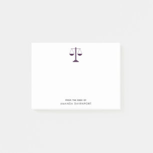 Waagen der Justiz Rechtsdienstleistungen Symbol Post-it Klebezettel