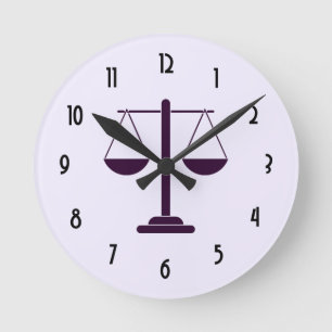 Waagen der Justiz Rechtsdienstleistungen Symbol Runde Wanduhr