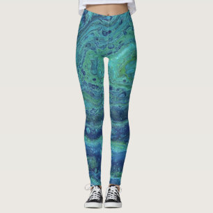 Wabash 3 Cool Blau Grün Abstrakte Leggings