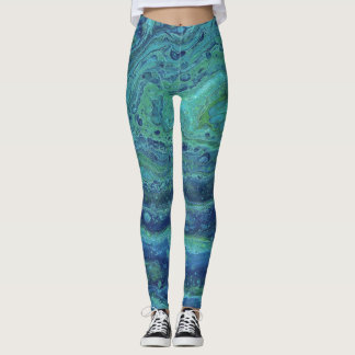 Wabash 3 Cool Blau Grün Abstrakte Leggings