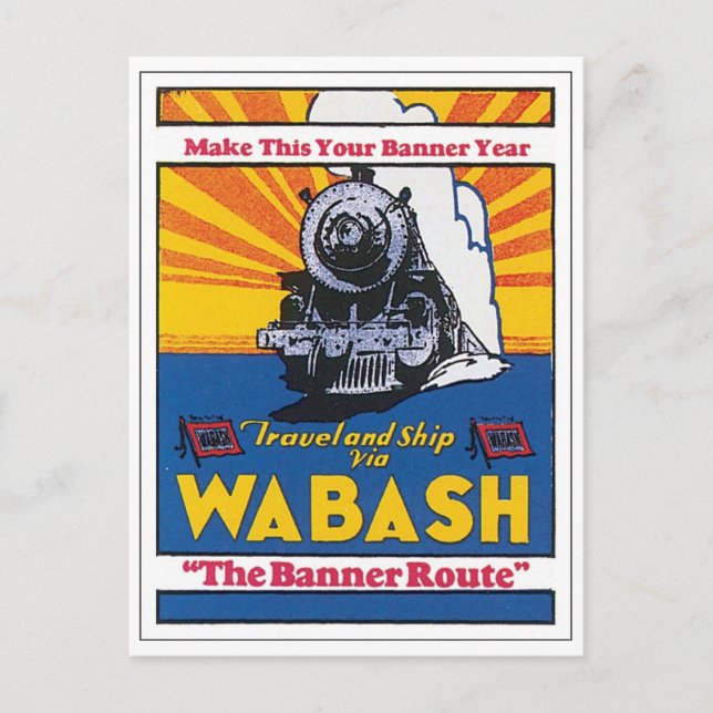 Wabash The Banner Route Railposter Postkarte (Vorderseite)