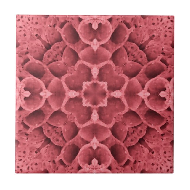 Wabendesign Rose Rosa geometrische Ecke Blume Fliese (Vorderseite)