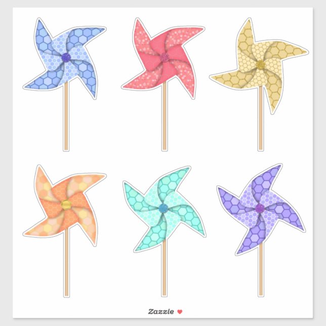 Wabenmuster Pinwheels 14 x 14 Aufkleber (Blatt)