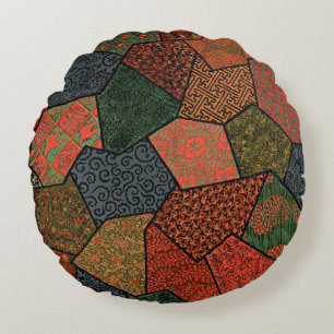 Wabi-Sabi Japanisches Patchwork-Rundkissen Rundes Kissen