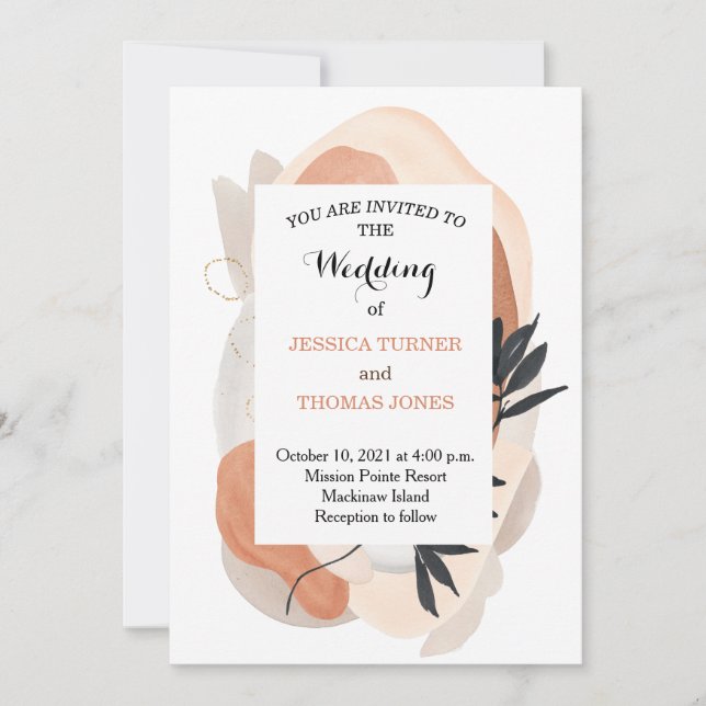 Wabi Sabi Watercolor Wedding Einladung (Vorderseite)