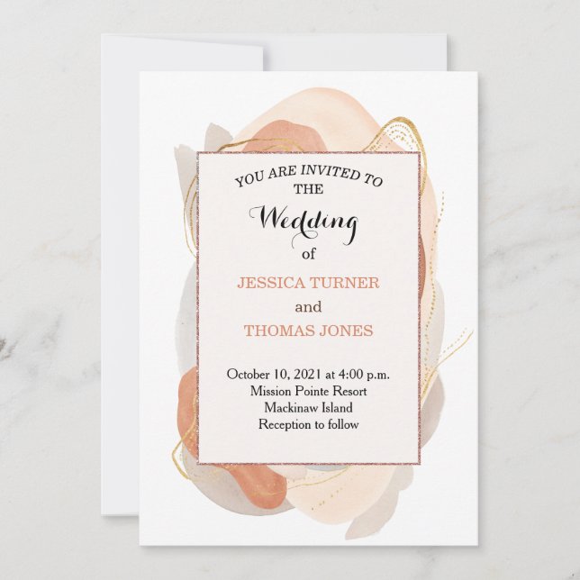 Wabi Sabi Watercolor Wedding Einladung (Vorderseite)