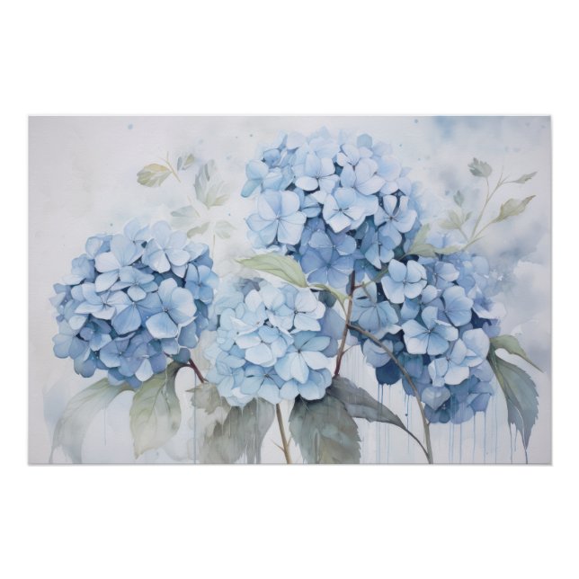Wabisabi Aesthetic Blue Hydrangea Poster (Vorderseite)