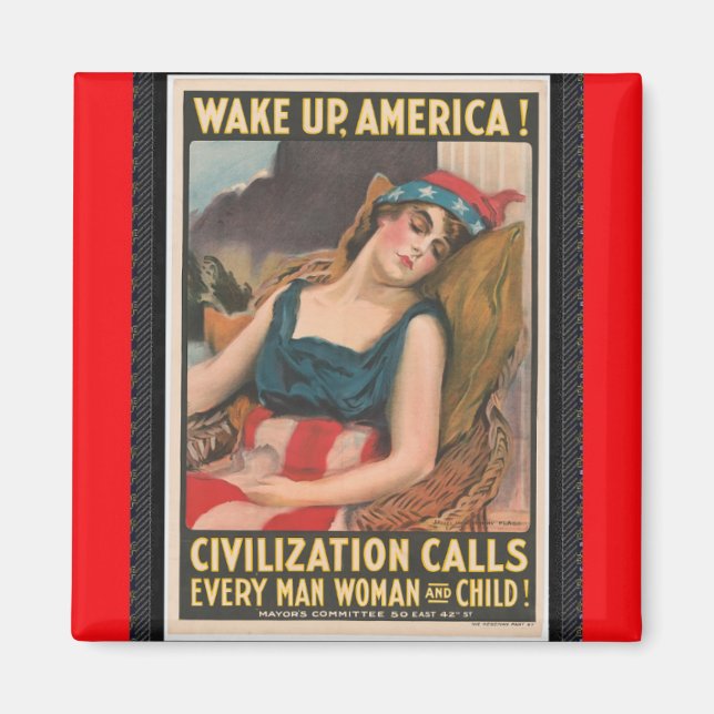 Wach auf Amerika Poster Magnet (Vorne)