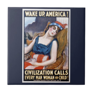 Wach auf Amerika! Vintage patriotische Freiheitsku Fliese