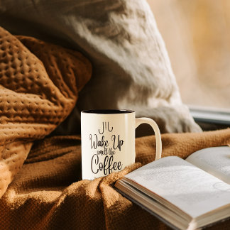 Wach auf, rieche den Kaffee-Typografie Zweifarbige Tasse
