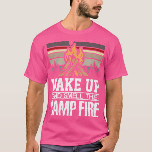 Wach auf und rieche das Lagerfeuer Retro-Sonnenunt T-Shirt