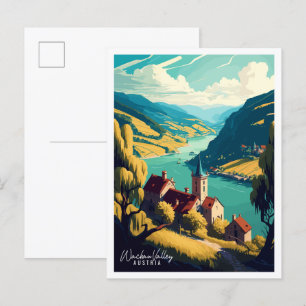 Wachau-Tal Österreich Vintage-Reiseillustration Postkarte