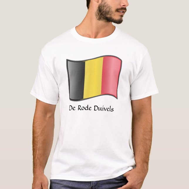 Wachende belgische Flagge De Rode Duivels T - Shir T-Shirt (Vorderseite)