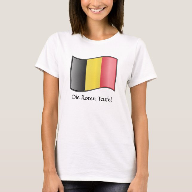 Wachende belgische Flagge Die Roten Teufel T - Shi T-Shirt (Vorderseite)