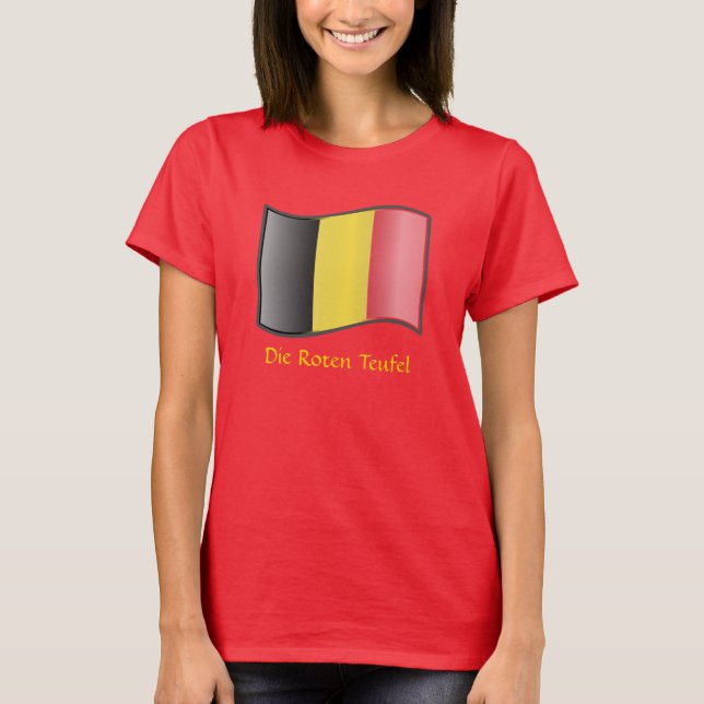 Wachende belgische Flagge Die Roten Teufel T - Shi T-Shirt (Vorderseite)