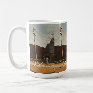 Wachender Adler über dem Hühnerhof – Bauernhof Kaffeetasse