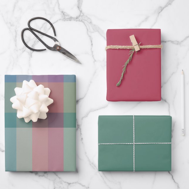 Wacholder- und Beeren-Geschenkpapier-Set mit 3 fla Geschenkpapier Set (Vorderseite)