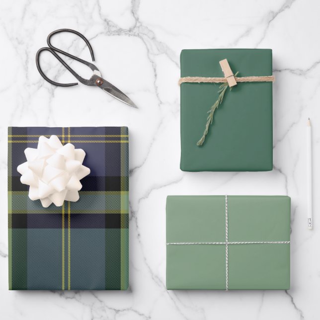 Wacholder- und Minz-Geschenkpapier-Set mit 3 flach Geschenkpapier Set (Vorderseite)