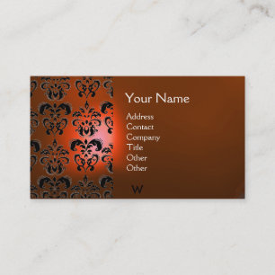 WACHS-SIEGEL DAMAST MONOGRAMM orange Visitenkarte