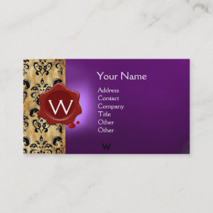 WACHS-SIEGEL DAMAST-PERGAMENT MONOGRAMM VISITENKARTE